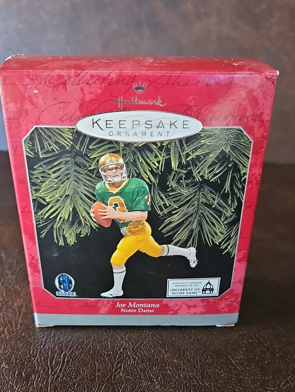 Hallmark Keepsake Joe Montana Ornament - Green & Gold NOTRE DAME Uniform
